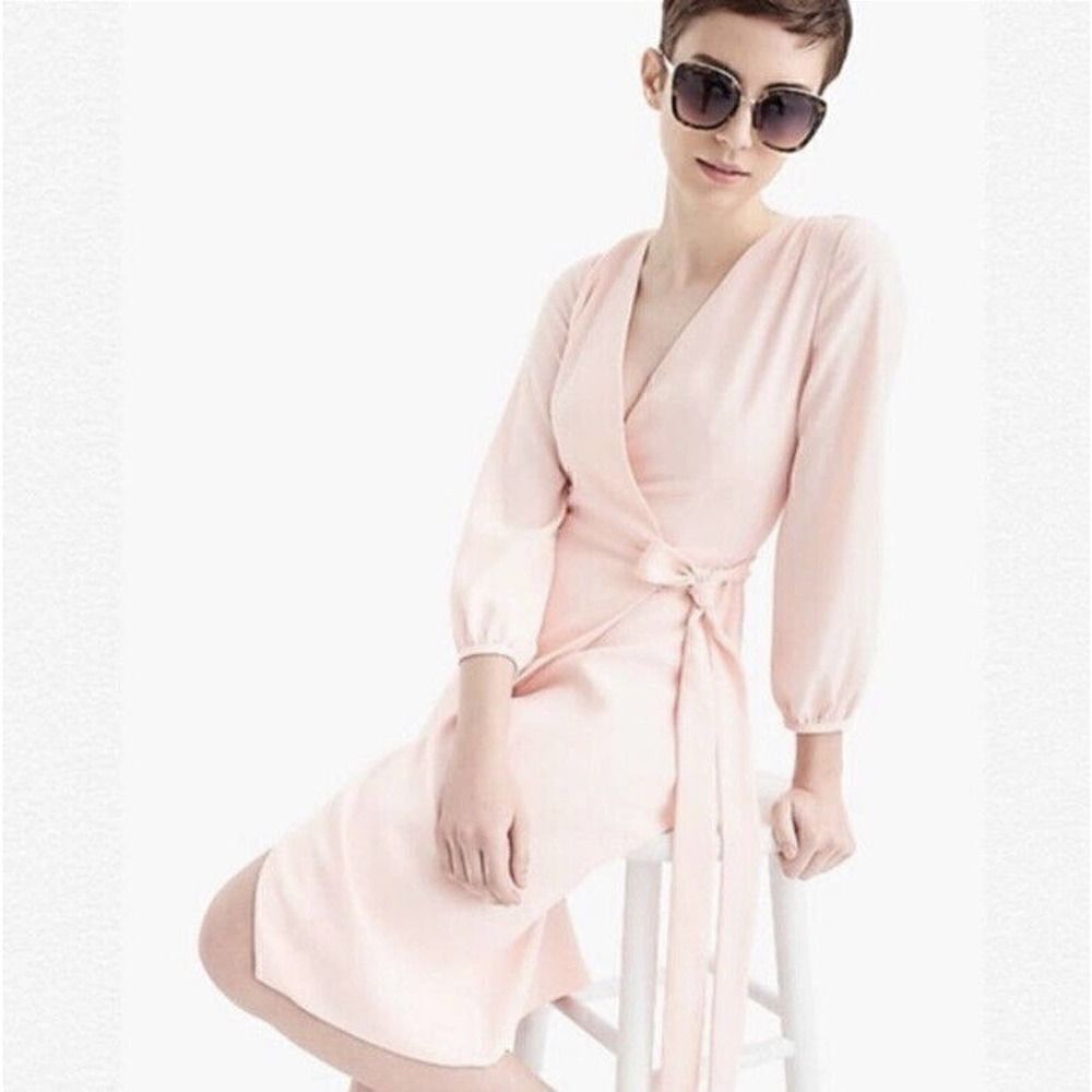 J. Crew Black Label Wrap Dress 4 Light Pink Peach Shower Wedding Guest Party NWT